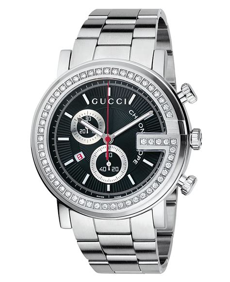 gucci men's watch with diamonds|men's gucci watch diamond bezel.